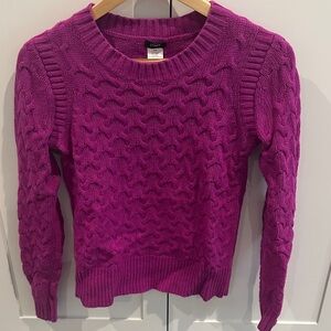 J. Crew Bold Purple Cable Knit Sweater